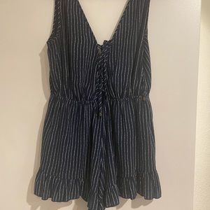 Blue and white striped romper